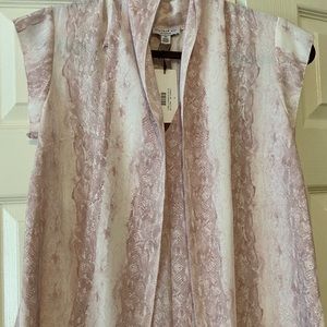 White with light pink snakeskin blouse